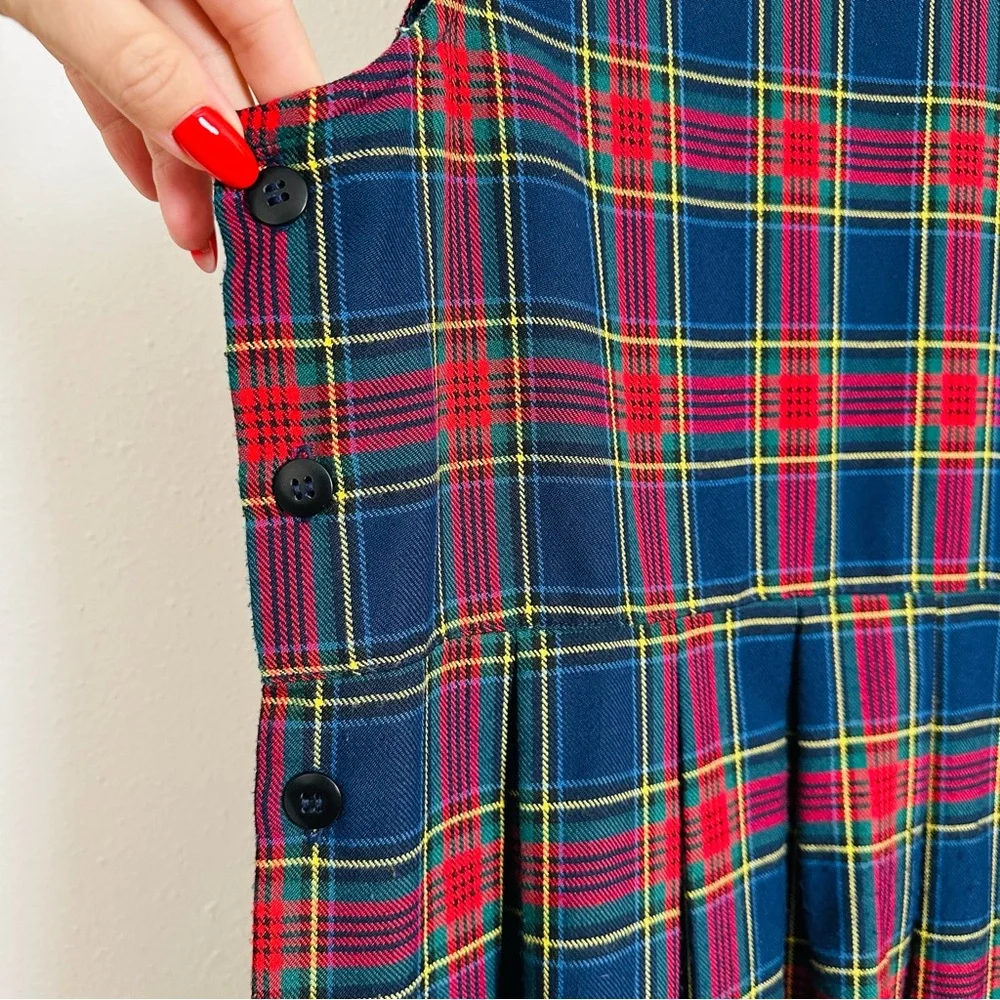 Vintage Hunts Point Plaid Sleeveless Jumper Dress - Picture 7 of 8